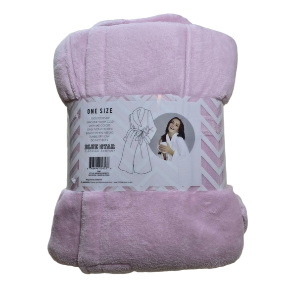 Blue Star NWT Pastel Pink Ultra-Plush Shawl Collar Robe OSFM Balletcore Cozy - Picture 2 of 4